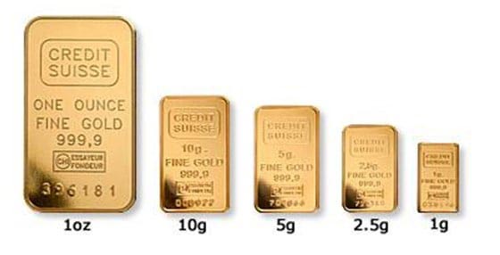 comprare oro in lingotti di diverso peso