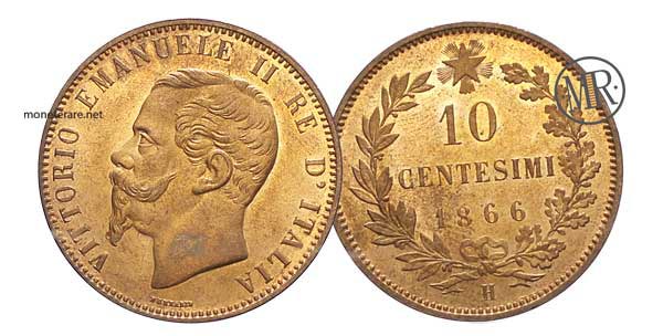 10 Centesimi Vittorio Emanuele II 1866 - 10 centesimi rari 1866