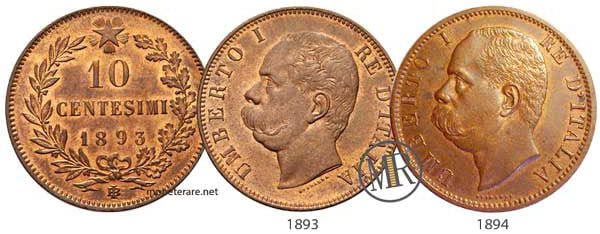 10 centesimi rari 1893 - 1894