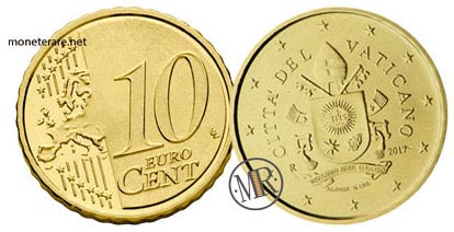 10 Centesimi Euro Vaticano quinta serie 2017