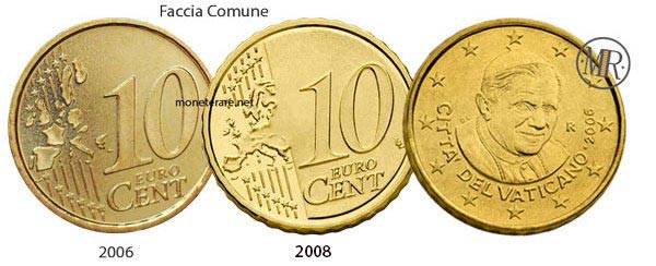 10 Centesimi Euro Vaticano Papa Benedetto XVI 2006