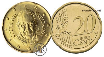 20 Centesimi Euro Vaticano Papa Francesco 2016