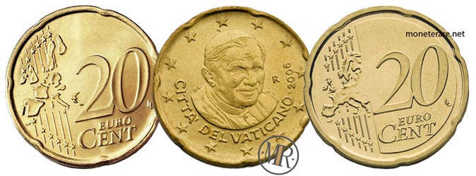 20 Centesimi Euro Vaticano Papa Benedetto XVI 2006