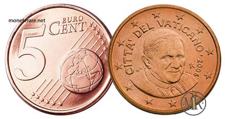 5 Centesimi di Euro Vaticano Papa Benedetto XVI 2006