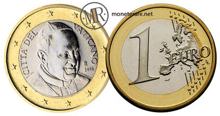 1 euro Vaticano Papa Francesco 2016