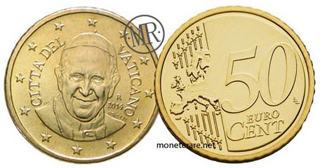 50 Centesimi Euro Vaticano Papa Francesco 2016