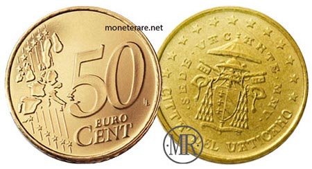 50 Centesimi Euro Vaticano Cardinale Camerlengo 2005