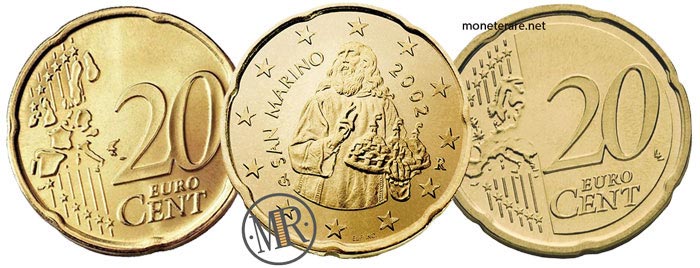 20 Centesimi di Euro  della repubblica di  San Marino Prima Serie e Seconda Serie