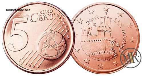 5 Centesimi di Euro  della repubblica di San Marino Prima Serie