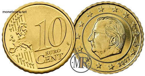 10 Centesimi Euro Belgio Seconda Serie 2007