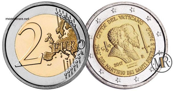 2 Euro Commemorativi Vaticano 2017 Martirio San Pietro e Paolo