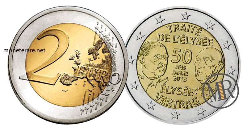 2 Euro Commemorativi Francia 2013 - 50° del Trattato dell'Eliseo