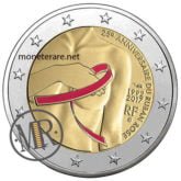 2 Euro Commemorativi Francia 2017 Nastro Rosa Fondo Specchio Colorati