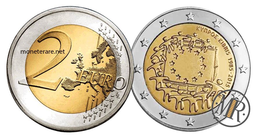 2 Euro Commemorativi Cipro 2015 Bandiera Europea