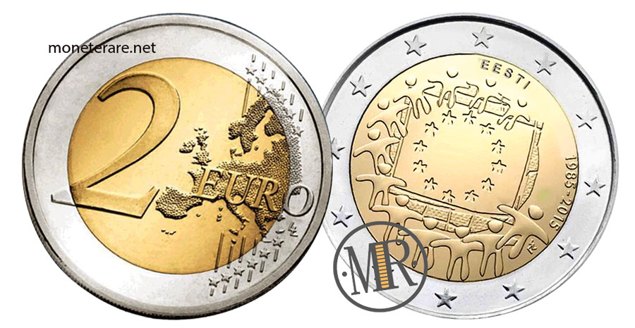 2 Euro Commemorativi Estonia 2015 Bandiera Europea