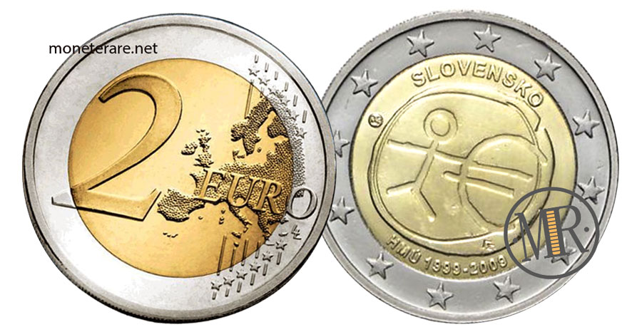 2 Euro Commemorativi Slovacchia 2009 Unione Economica Monetaria