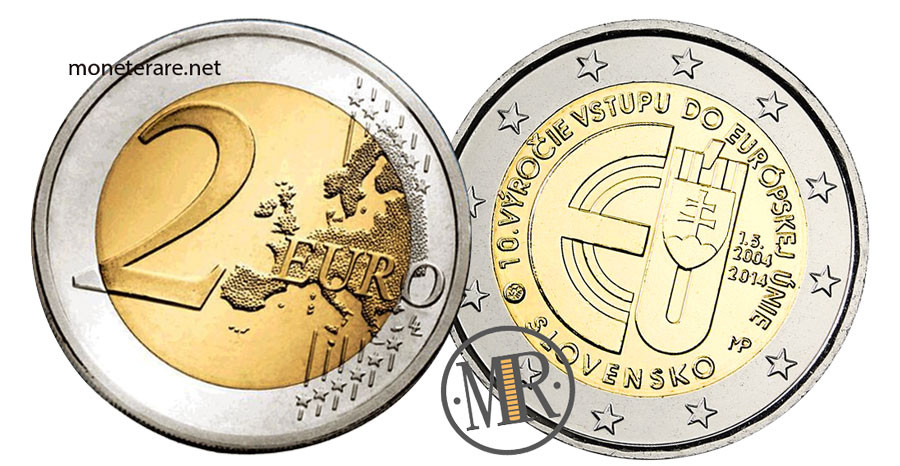 2 Euro Commemorativi Slovacchia 2014 Adesione Unione Europea