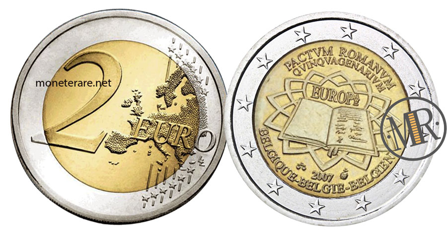 2 Euro Commemorativi Belgio 2007 Trattati di Roma