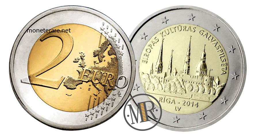 2 Euro Commemorativi Lettonia 2014 - Riga Capitale Europea della Cultura