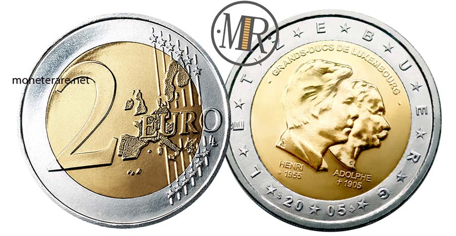 2 Euro Commemorativi Lussemburgo 2005 Henri e Adolphe (Luxembourg - Letzebuerg)