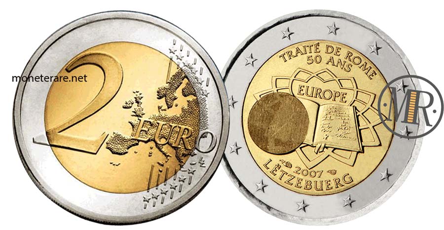 moneta da 2 Euro Commemorativi Lussemburgo 2007 Trattati di Roma (Luxembourg - Letzebuerg)