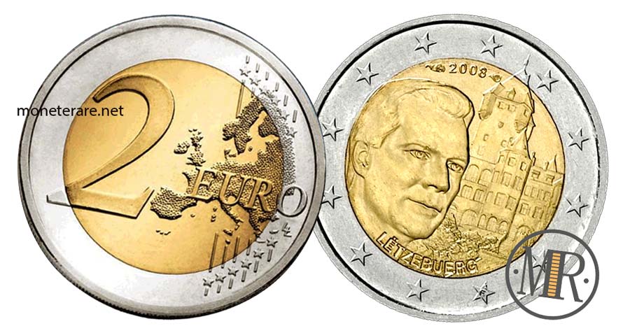Moneta da 2 Euro Commemorativi Lussemburgo 2008 Château de Berg Castello