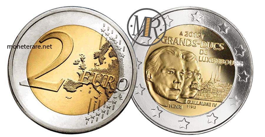 2 Euro Commemorativi Lussemburgo 2012 Anniversario Morte Guillaume IV di Lussemburgo (Luxembourg - Letzebuerg)