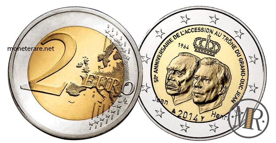 Moneta da 2 Euro Lussemburgo 2014  Commemorativi Ascesa al trono del Granduca Jean (Luxembourg - Letzebuerg)