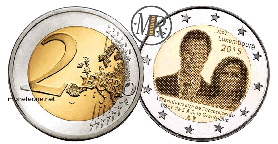 moneta da 2 Euro Commemorativi Lussemburgo 2015 Granduca Henri Ascesa al Trono
