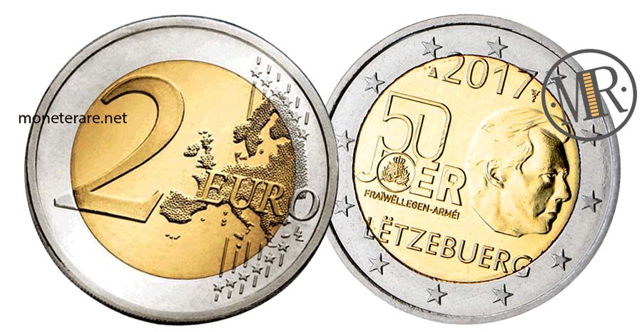 moneta da 2 Euro Commemorativi Lussemburgo 2017 Servizio Militare Volontario (Luxembourg - Letzebuerg)