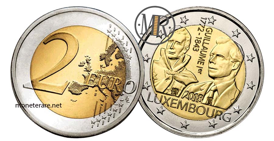 moneta da 2 Euro Lussemburgo 2018  Commemorativi dell'Anniversario morte Granduca Guillaume I (Luxembourg - Letzebuerg)