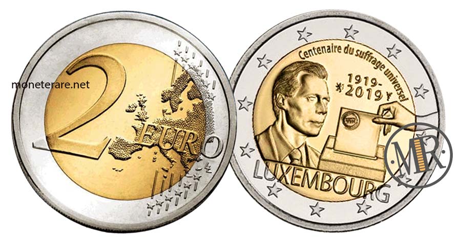 2 Euro Commemorativi Lussemburgo 2019 Suffragio Universale 100