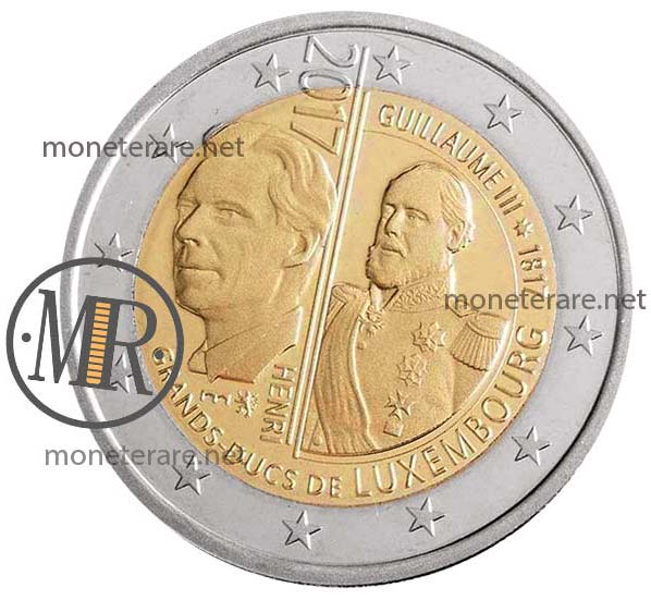 Moneta da 2 Euro Commemorative Lussemburgo 2017 Granduca Guillaume III Seconda versione Fondo Specchio