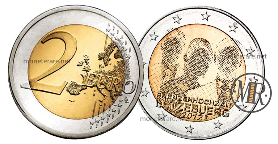 moneta 2 Euro Lussemburgo 2012 Commemorativi  del Matrimonio Guillaume e Stephanie