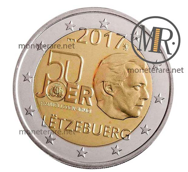 2 Euro Lussemburgo 2017  Commemorativi Servizio di Leva Volontario Seconda Serie Fondo Specchio
