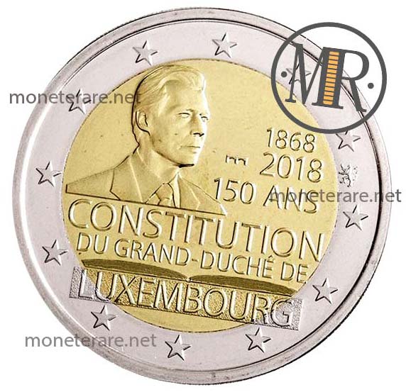 2 Euro Commemorativi Lussemburgo 2018 Costituzione Terza Versione Fondo Specchio