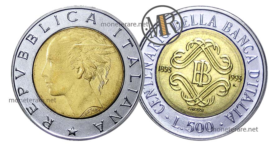 500 Lire Bimetalliche Banca d'Italia 1993