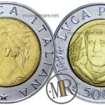 500 Lire Bimetalliche Italia Luca Pacioli