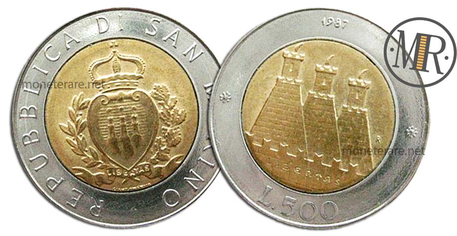 500 Lire Bimetalliche San Marino 1987 Stemma