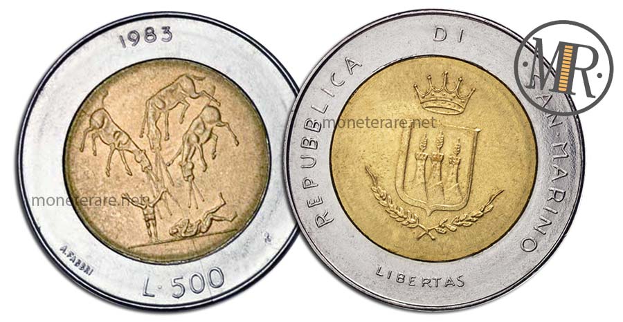 500 lire bimetalliche San Marino 1983 Apocalisse