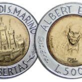 500 lire bimetalliche San Marino 1984 Albert Einstein