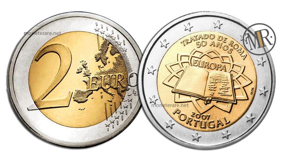 2 Euro Commemorativi Portogallo 2007 Trattati di Roma