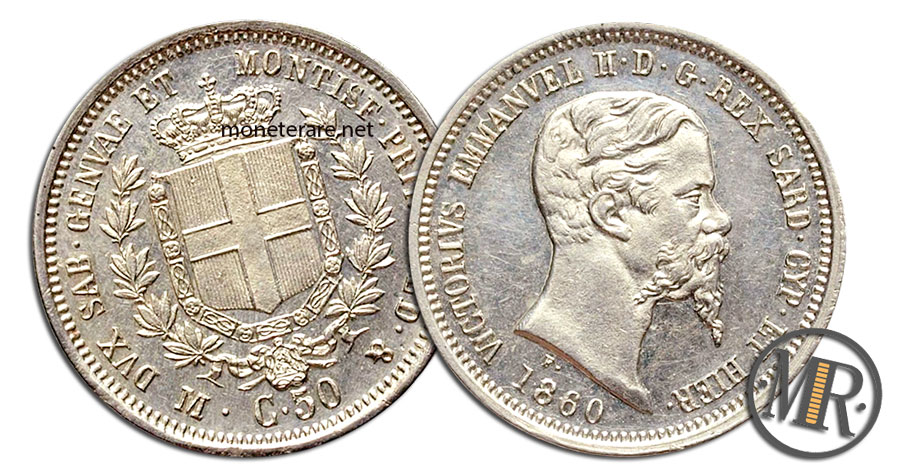 50 Centesimi Lire Vittorio Emanuele II 1860