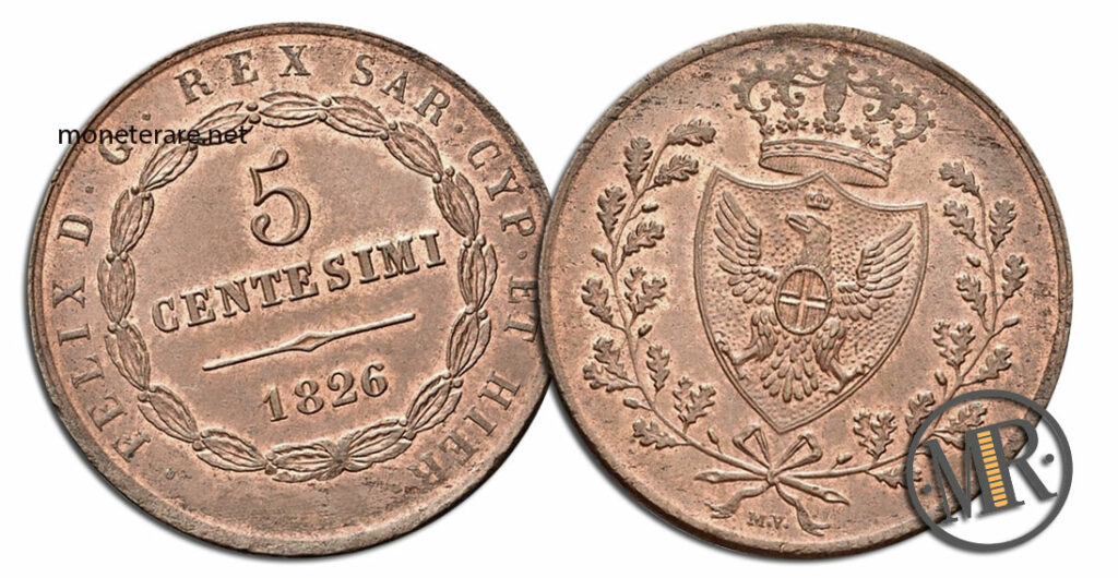 5 Centesimi Vittorio Emanuele II 1826 Governo provvisorio Bologna valore