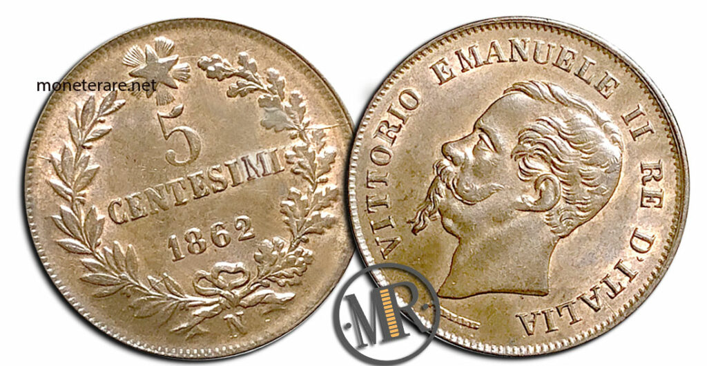 5 Centesimi Vittorio Emanuele II Re di Italia - valore della moneta rara