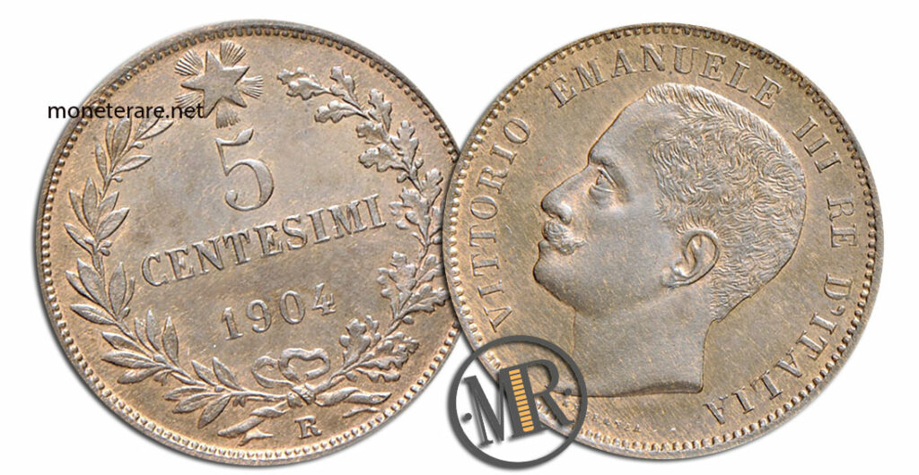 5 Centesimi Vittorio Emanuele III 1904 - valore della moneta rara