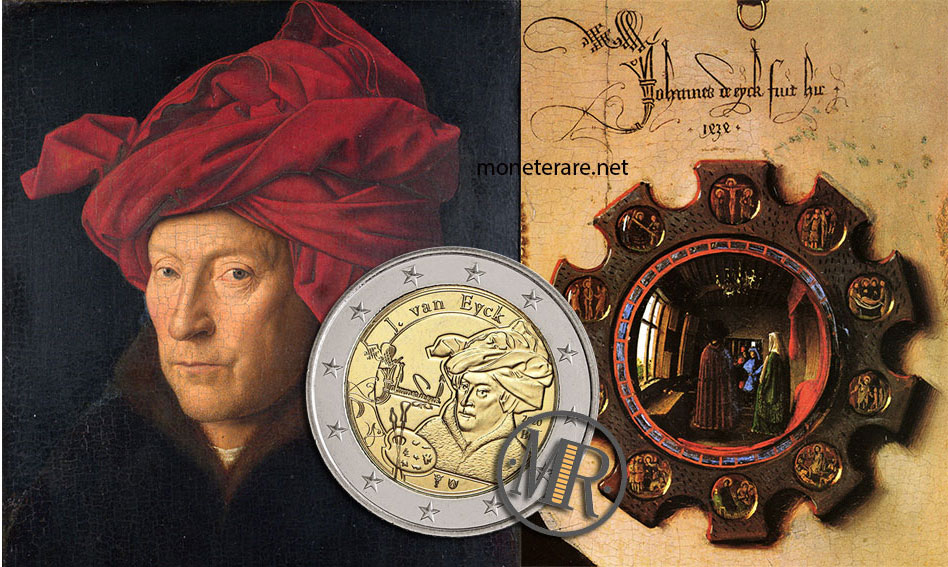 Jan van Eyck Ritratto di uomo con turbante rosso e specchio Coniugi Arnolfini