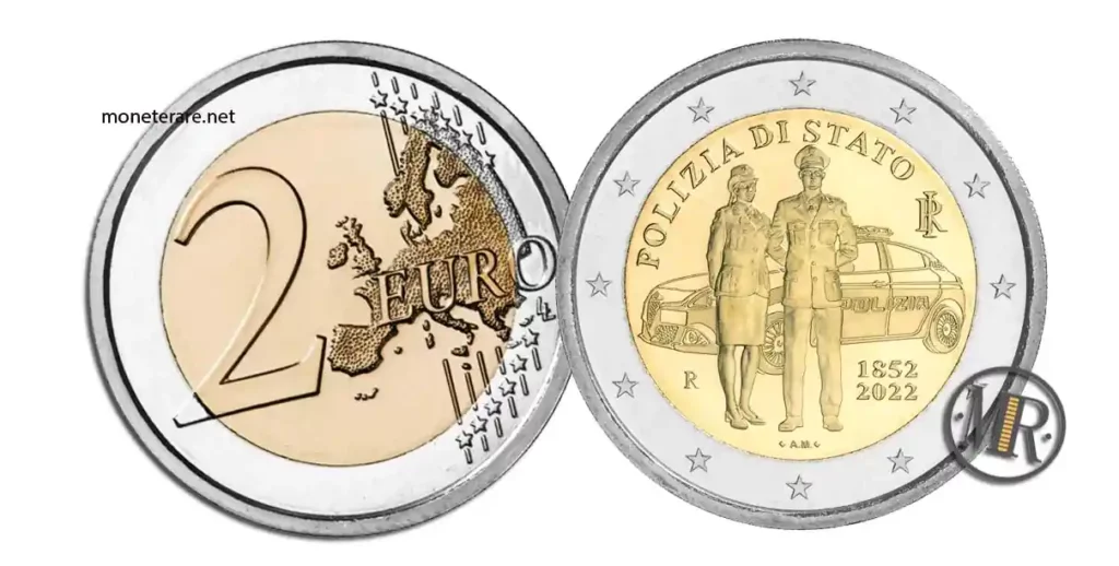 Monete da collezione - Euro - 2 Euro commemorativi - 2022 - Italia - 170°  della Polizia di Stato - moneta da 2 euro in rotolino da 25 pezzi