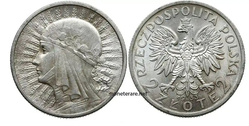 Moneta della polonia da 2 Zlote 1933