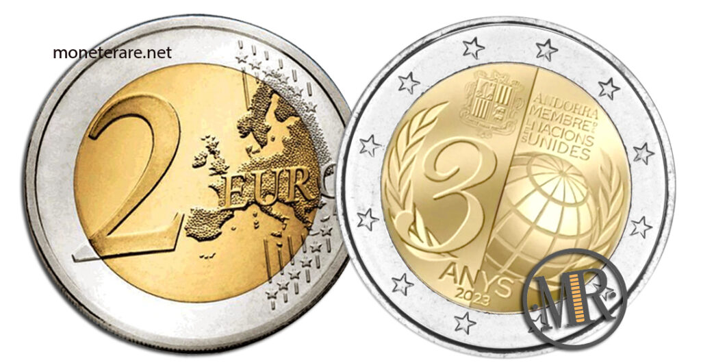 2 Euro Commemorativi Andorra 2023 Adesione ONU